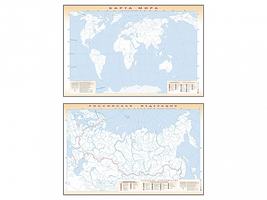 Фрагмент (демонстрационный) магнитно-маркерный (двухсторонний) "Карта мира и Российской Федерации" (